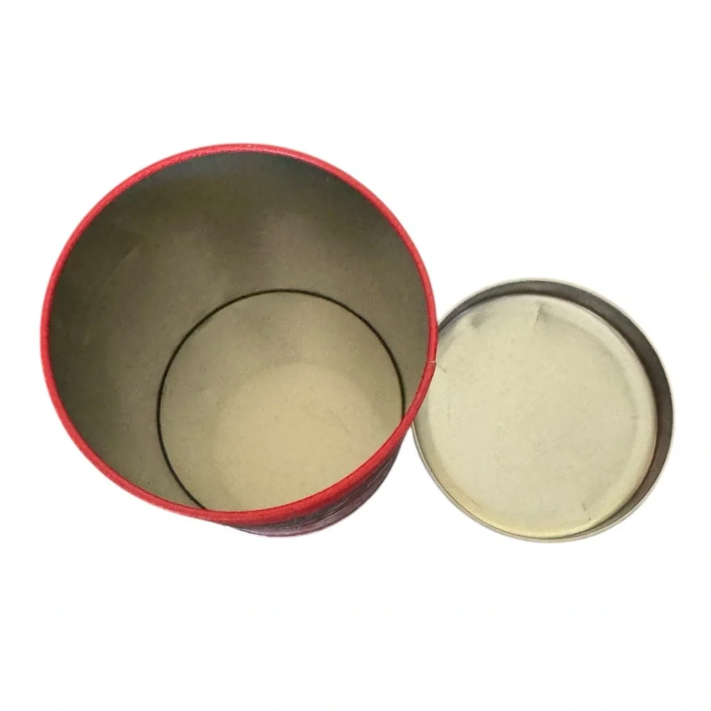 Festive Red Holiday Tin with Santa Design